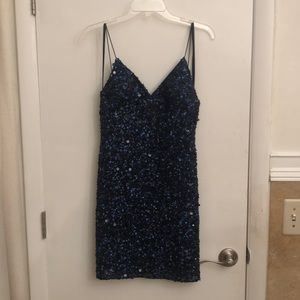 Adrianna Papell navy sequin mini dress
